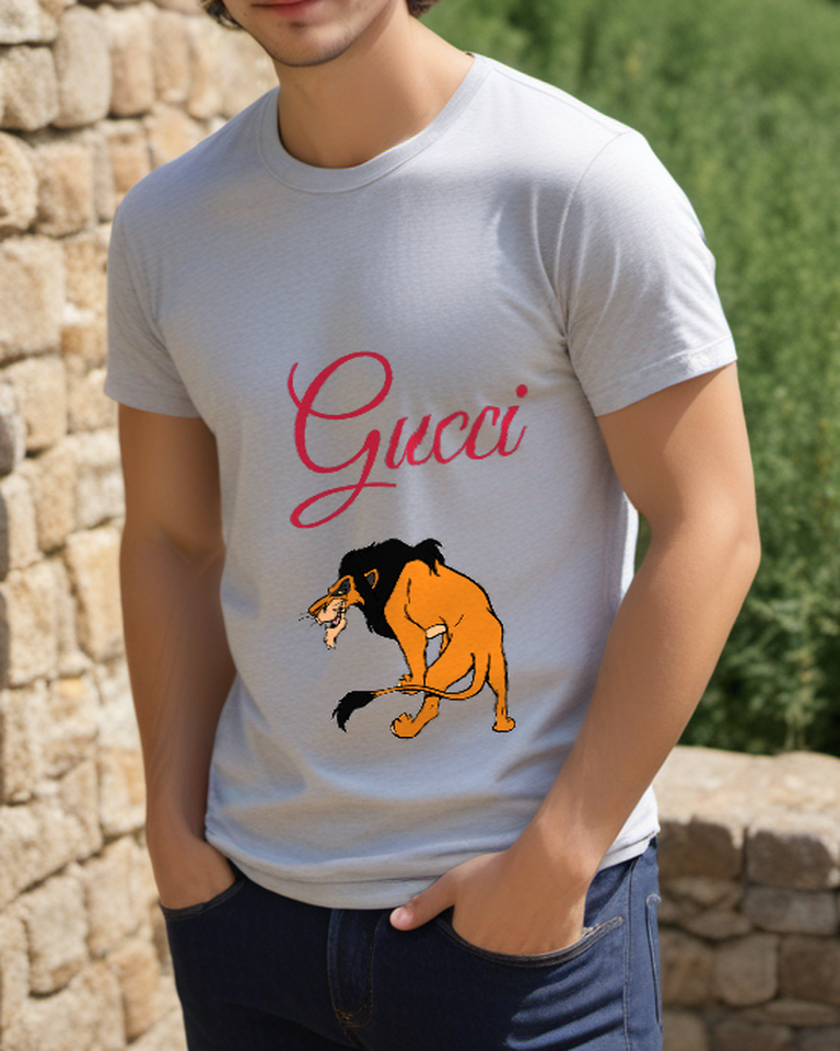 Light Gray Black Mane Prowling Lion Graphic T-Shirt - styled view 5