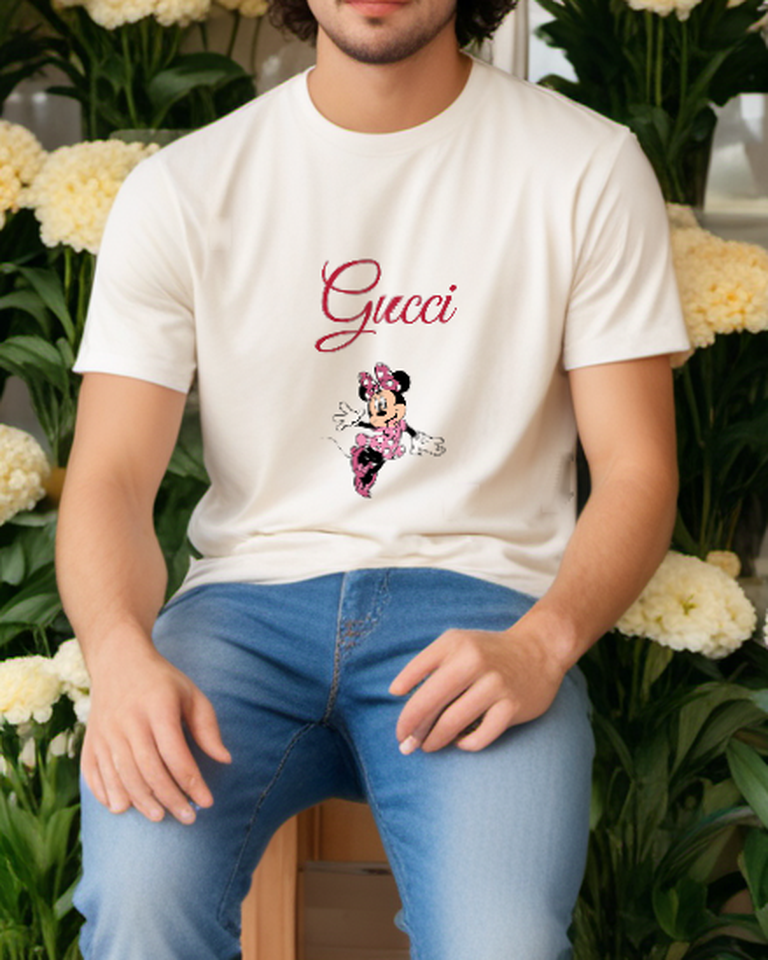 Ivory Pink Polka Dot Dance Mouse Graphic T-Shirt - styled view 2