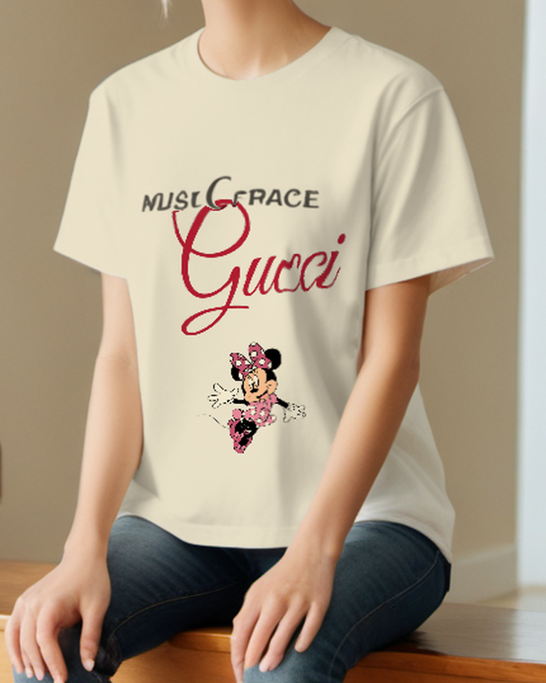Ivory Pink Polka Dot Dance Mouse Graphic T-Shirt - styled view 1