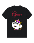 Black Smiling Purple Lid Teapot Graphic T-Shirt - front product view