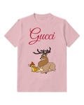 Blush Pink Resting Stag And Fawn Graphic T-Shirt - front product view