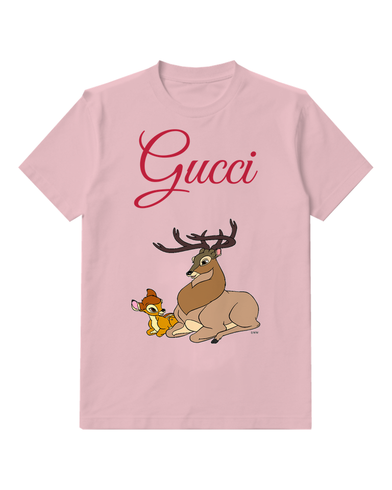 Blush Pink Resting Stag And Fawn Graphic T-Shirt - front product view