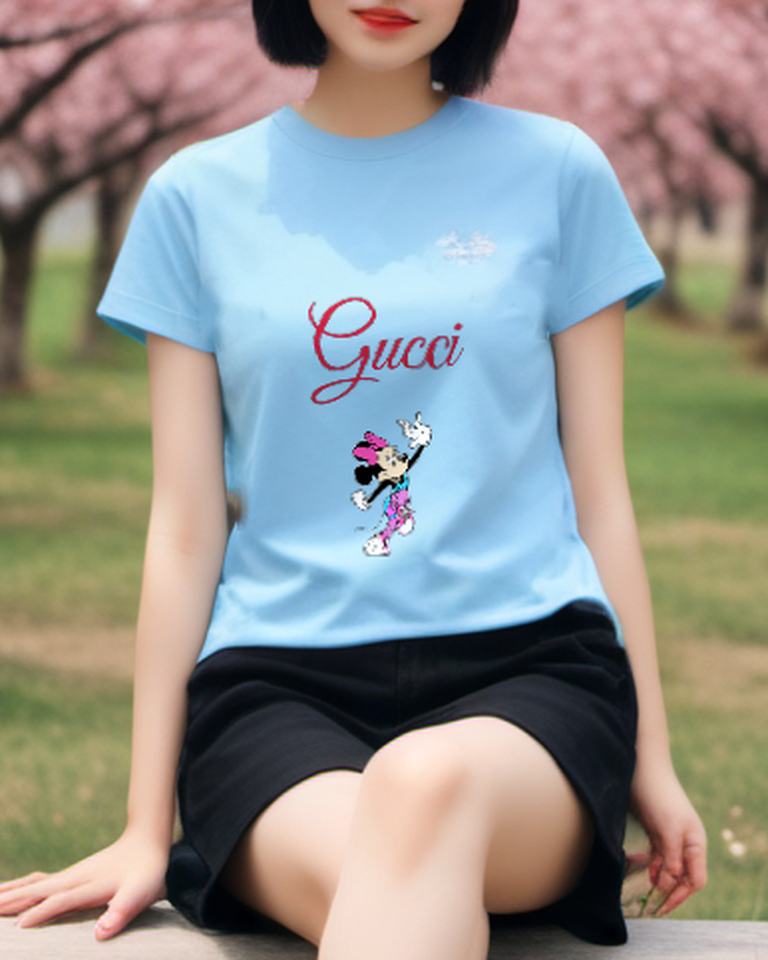 Sky Blue Headband Workout Mouse Graphic T-Shirt - styled view 5