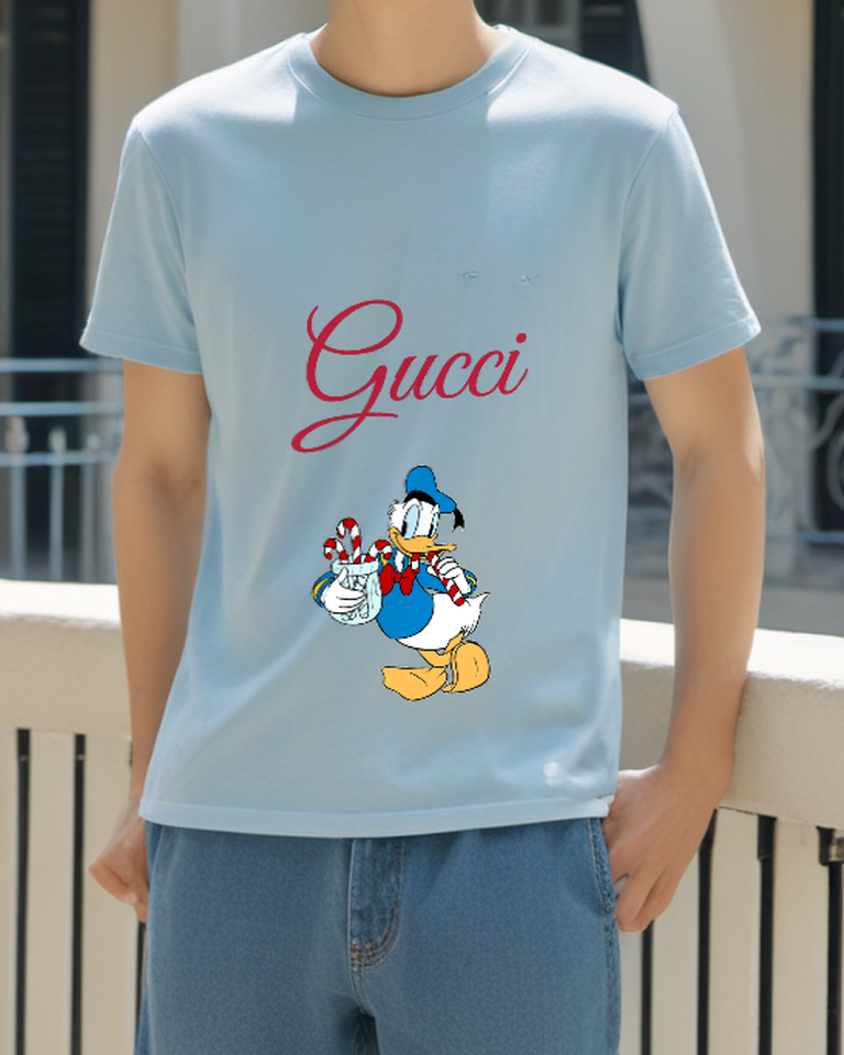 Sky Blue Candy Cane Sailor Duck Graphic T-Shirt - styled view 3