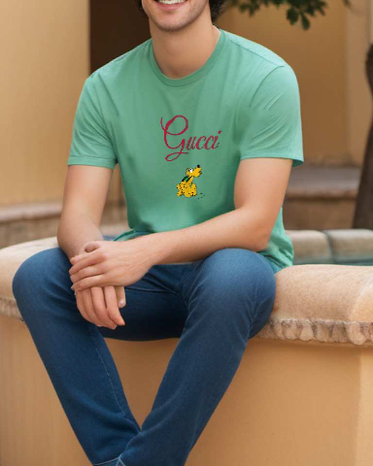 Sage Green Upward Glance Yellow Dog Graphic T-Shirt - styled view 4