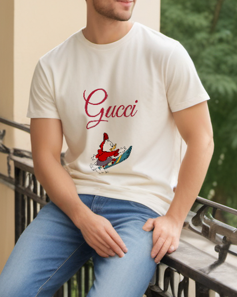 Ivory Red Jacket Snowboard Duck Graphic T-Shirt - styled view 4