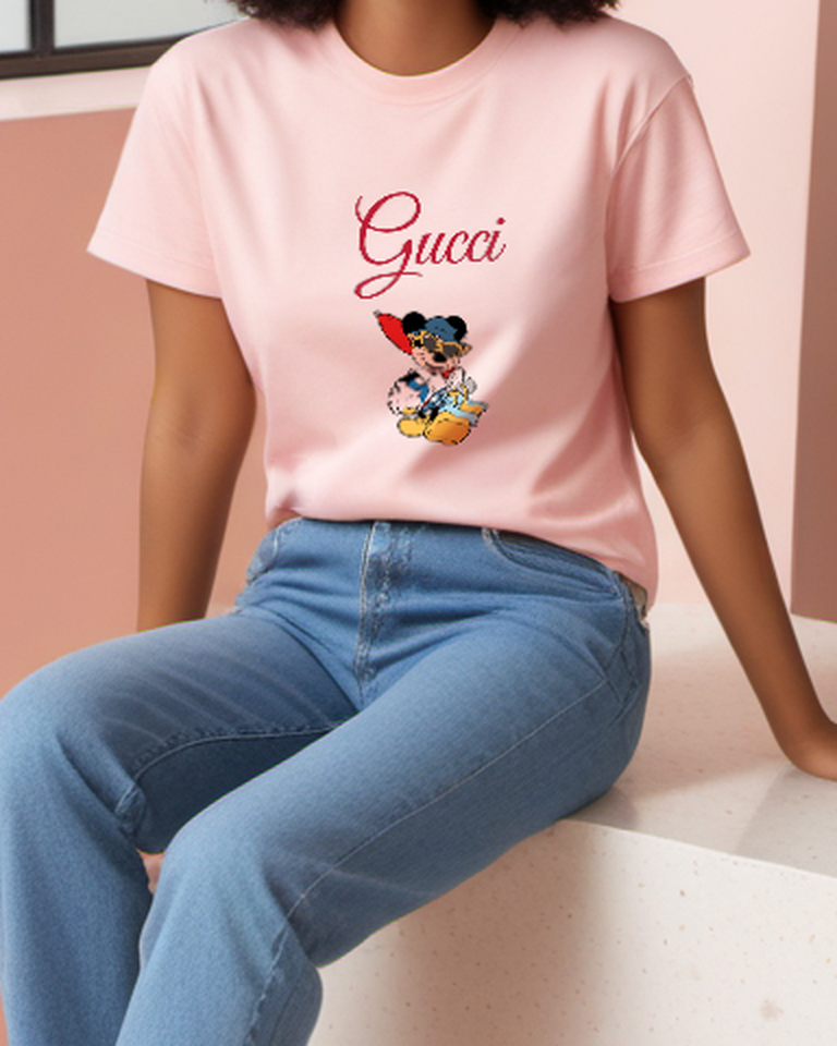 Blush Pink Pirate Sword Mouse Graphic T-Shirt - styled view 5