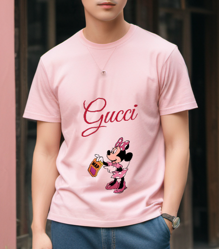 Blush Pink Polka Dot Mouse Map Graphic T-Shirt - styled view 2