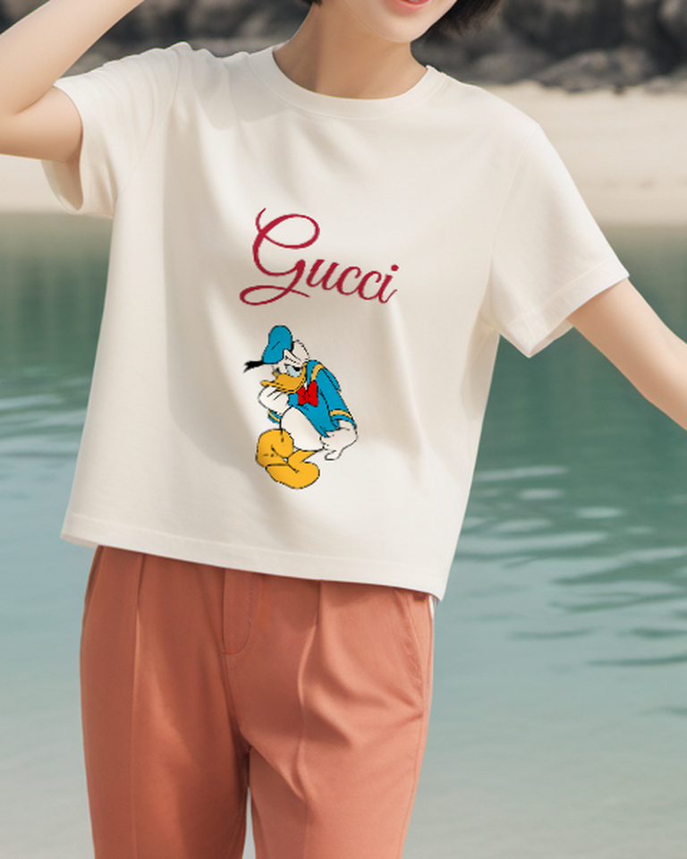 Ivory Thoughtful Seated Sailor Duck Graphic T-Shirt - styled view 4