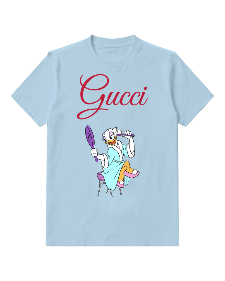 Sky Blue Bathrobe Mirror Duck Graphic T-Shirt - front product view