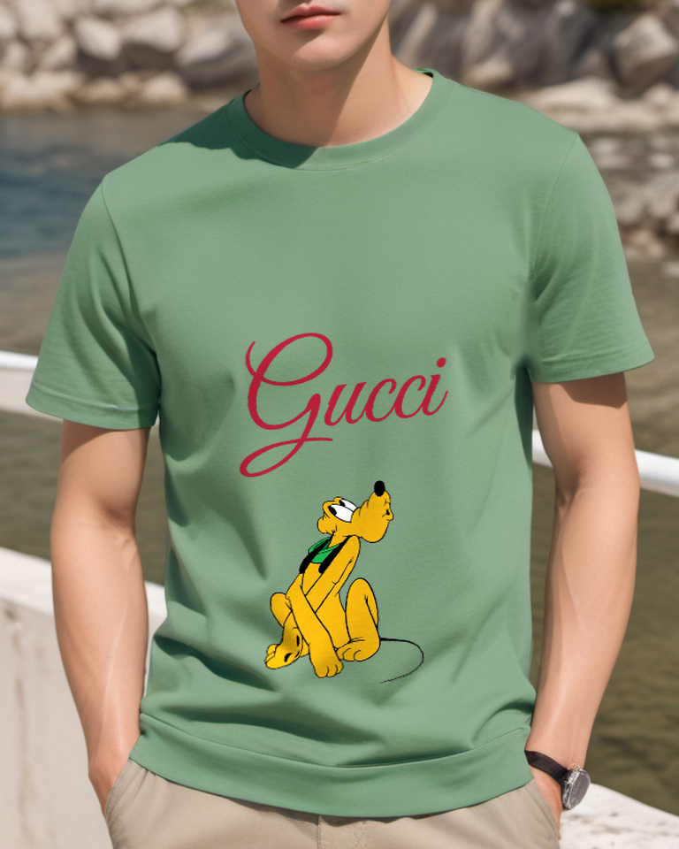 Sage Green Upward Glance Yellow Dog Graphic T-Shirt - styled view 2