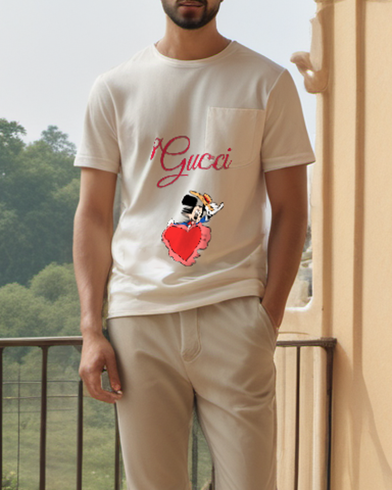 Ivory Mouse Behind Red Heart Graphic T-Shirt - styled view 5