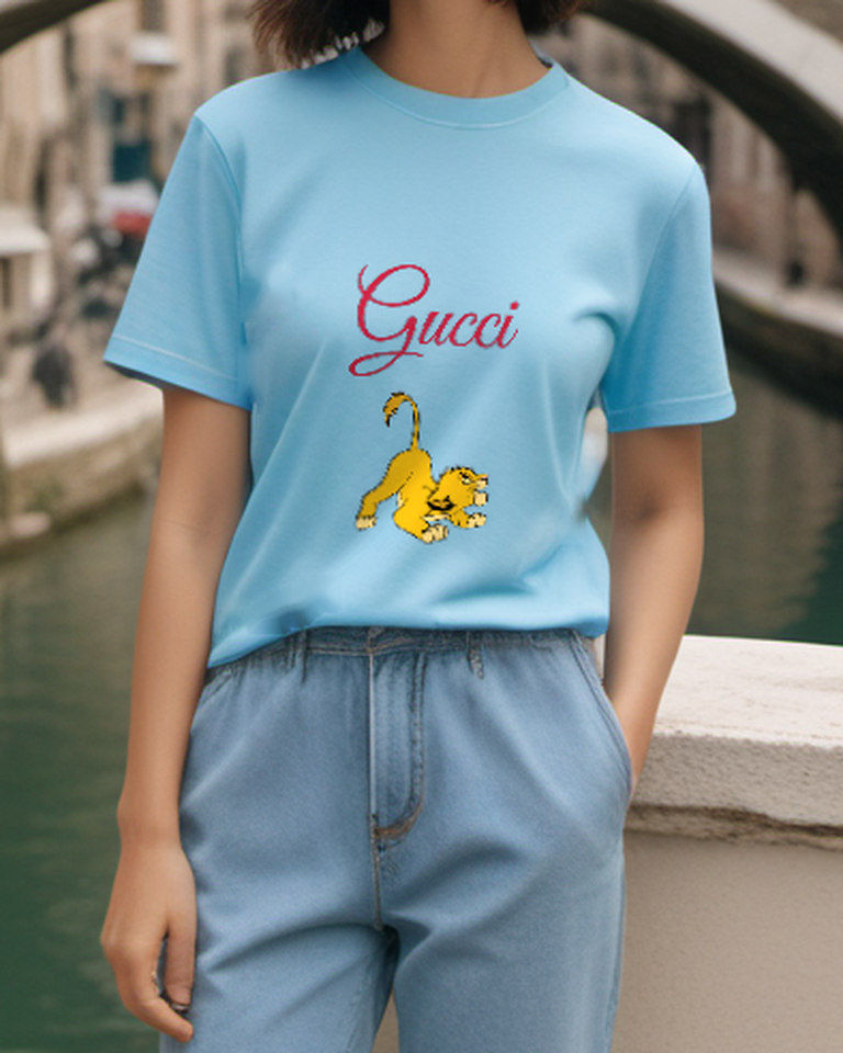 Sky Blue Play Bow Lion Cub Graphic T-Shirt - styled view 3