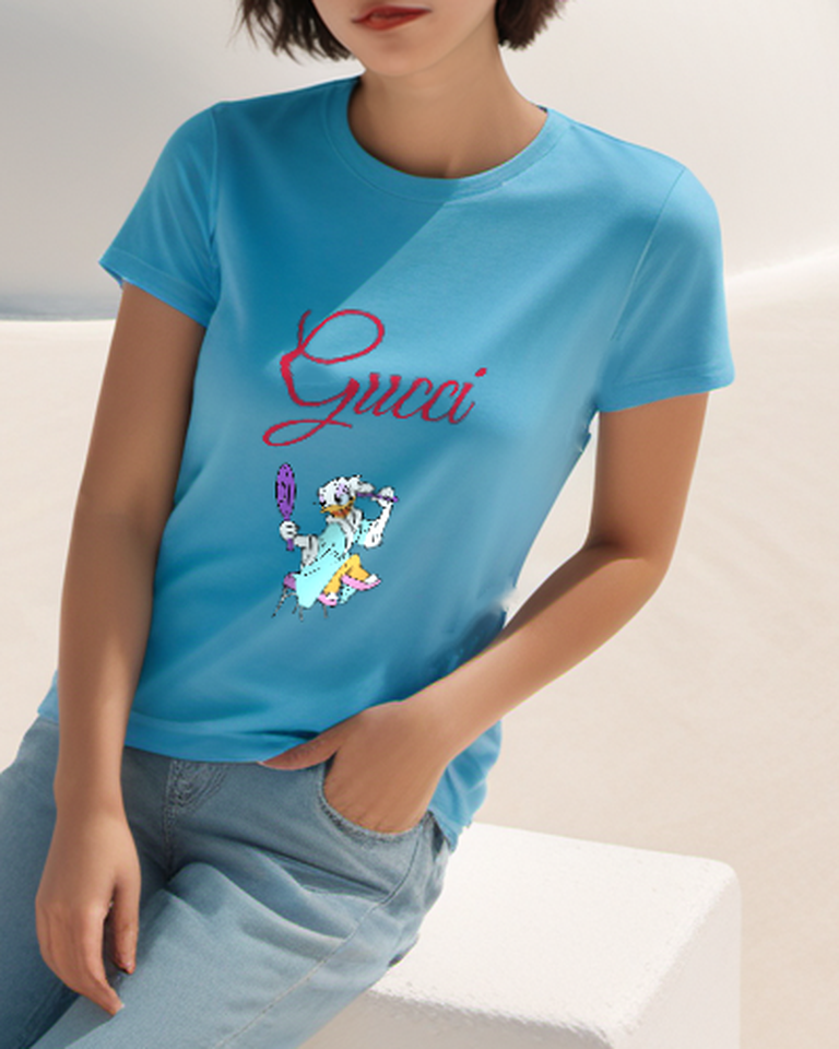 Sky Blue Bathrobe Mirror Duck Graphic T-Shirt - styled view 2