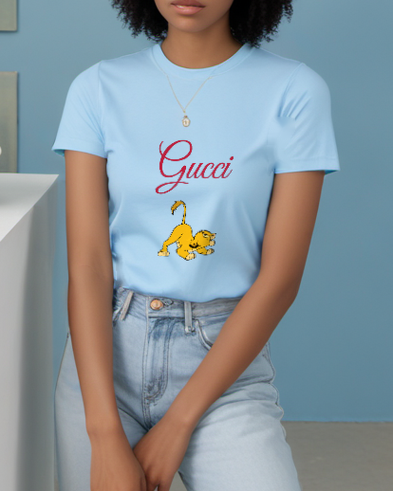 Sky Blue Play Bow Lion Cub Graphic T-Shirt - styled view 1