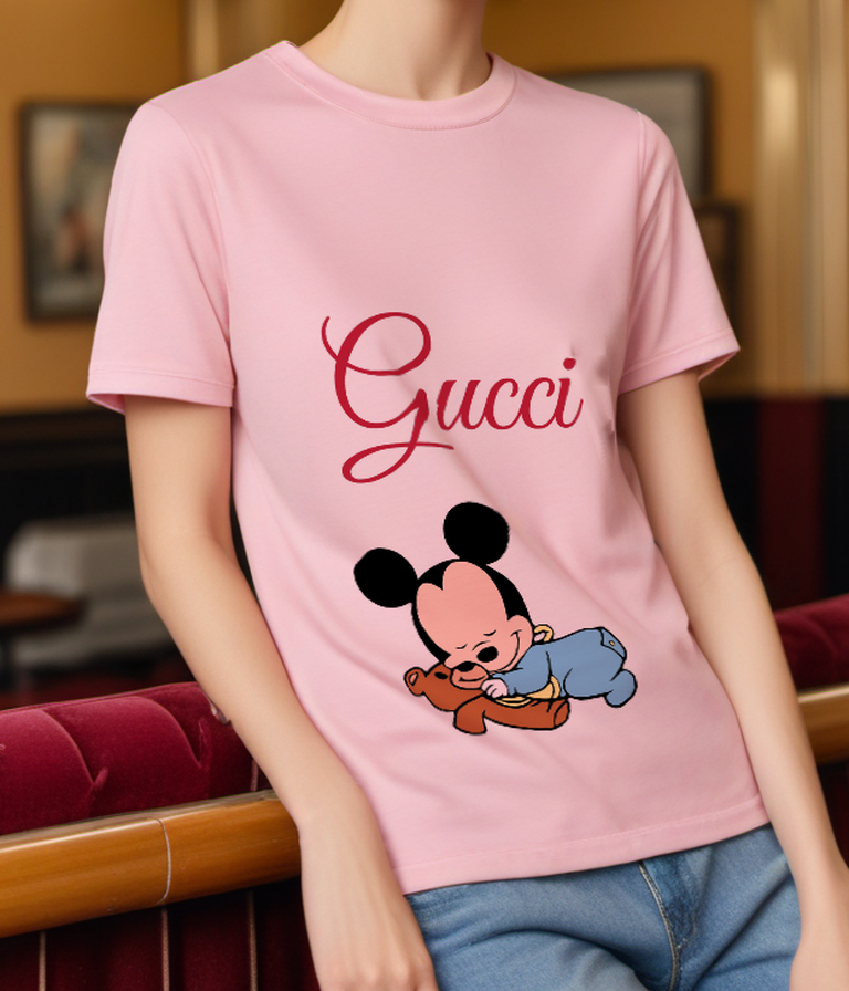 Blush Pink Sleeping Mouse Teddy Graphic T-Shirt - styled view 1