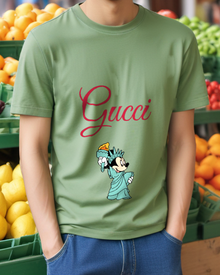 Sage Green Liberty Torch Mouse Graphic T-Shirt - styled view 2