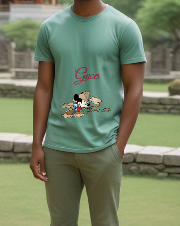 Sage Green Lasso Cowboy Mouse Graphic T-Shirt - styled view 2