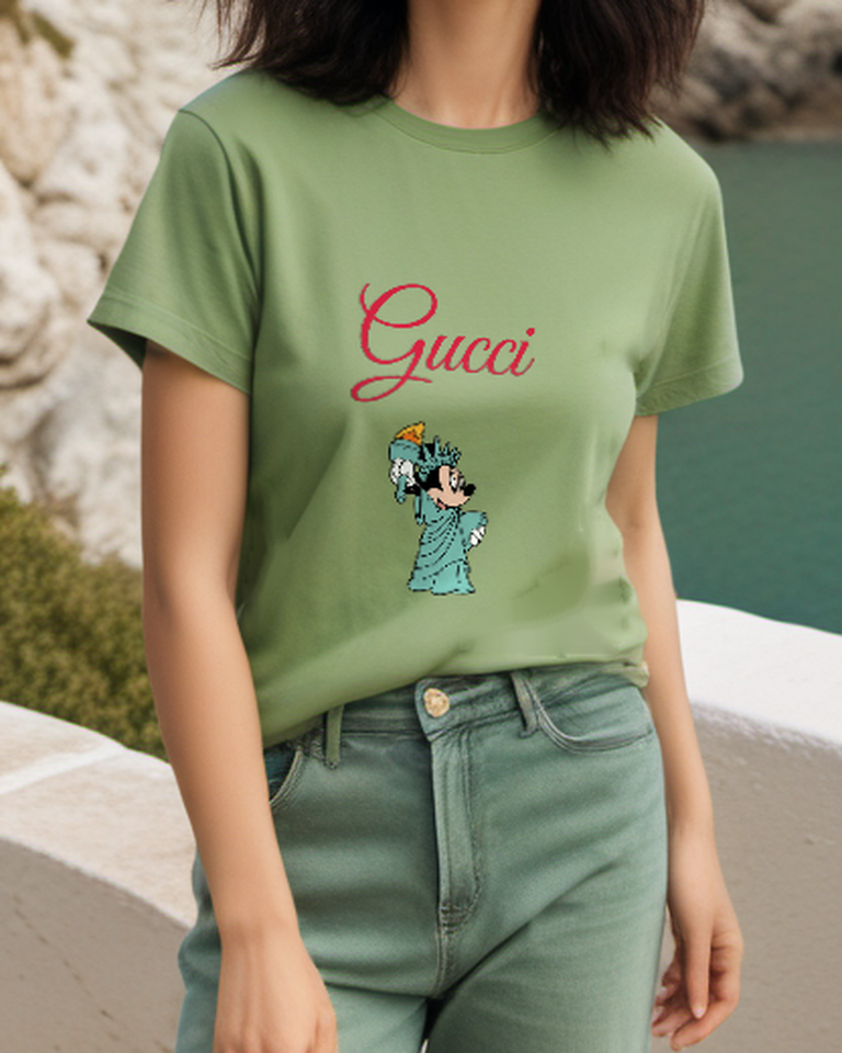 Sage Green Liberty Torch Mouse Graphic T-Shirt - styled view 3