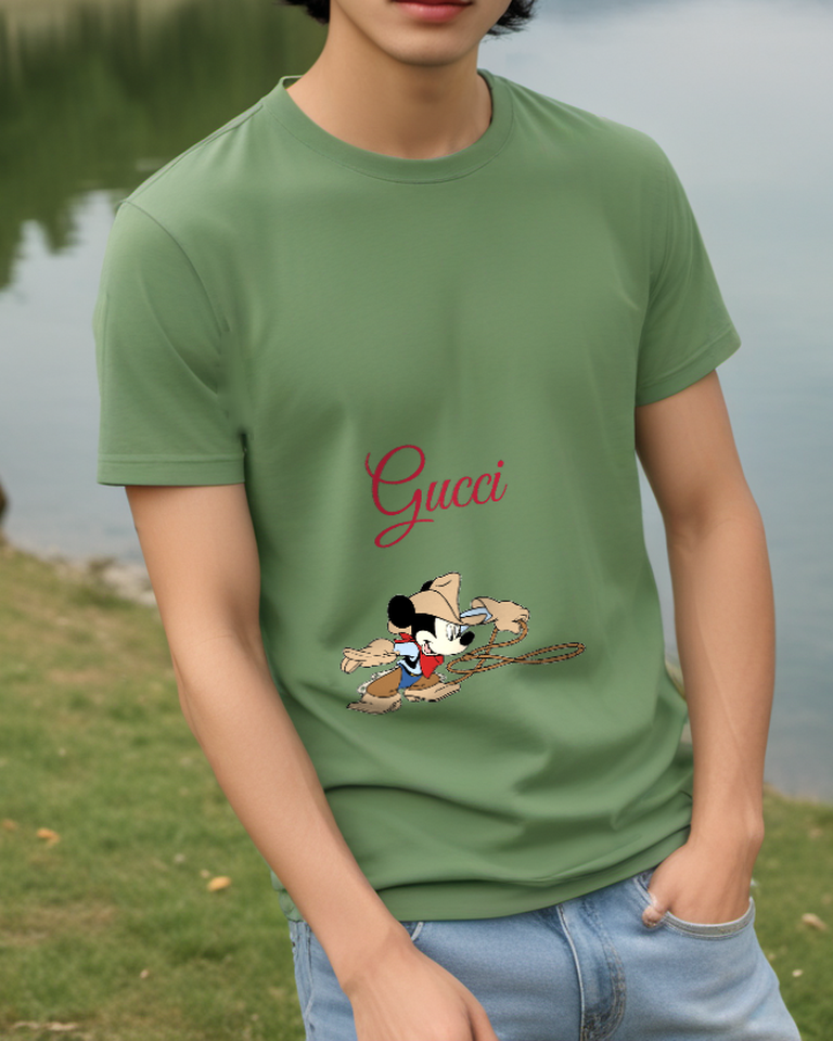 Sage Green Lasso Cowboy Mouse Graphic T-Shirt - styled view 5