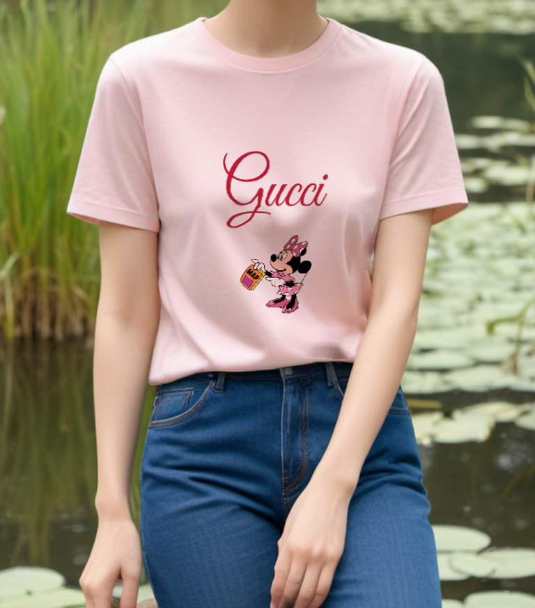 Blush Pink Polka Dot Mouse Map Graphic T-Shirt - styled view 5