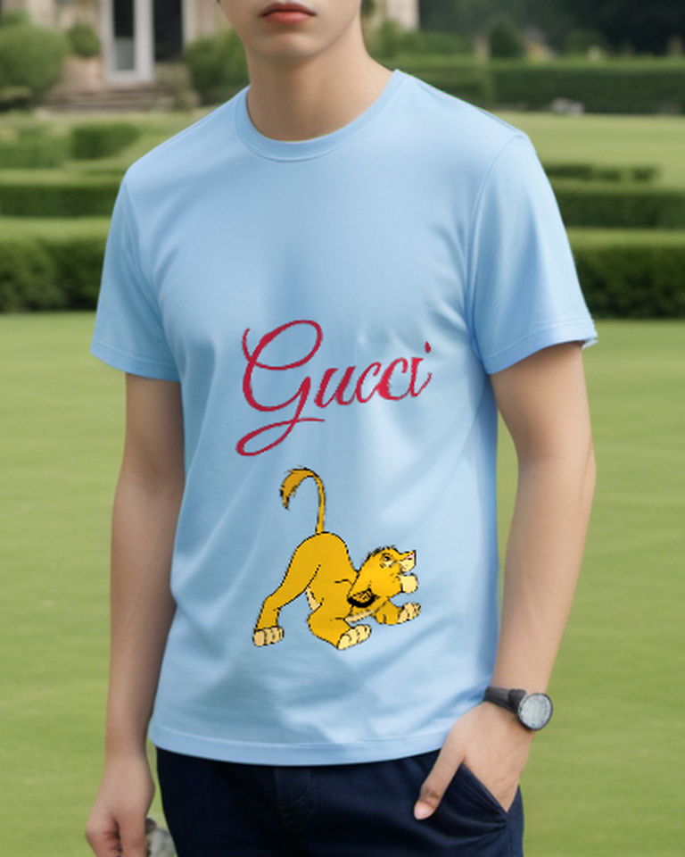 Sky Blue Play Bow Lion Cub Graphic T-Shirt - styled view 2