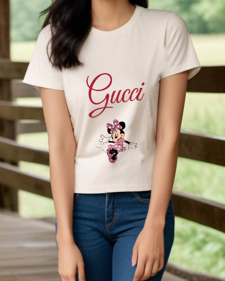 Ivory Pink Polka Dot Dance Mouse Graphic T-Shirt - styled view 3