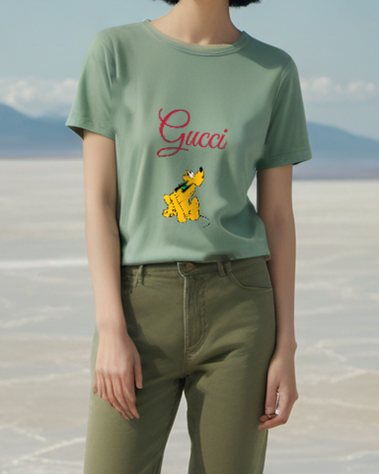 Sage Green Upward Glance Yellow Dog Graphic T-Shirt - styled view 1