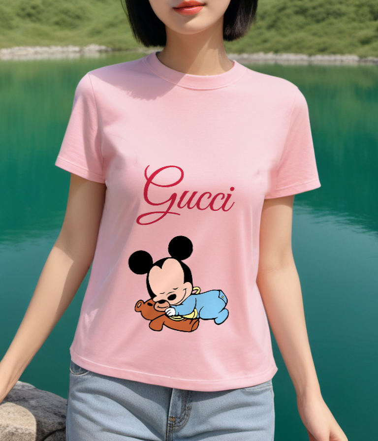 Blush Pink Sleeping Mouse Teddy Graphic T-Shirt - styled view 4