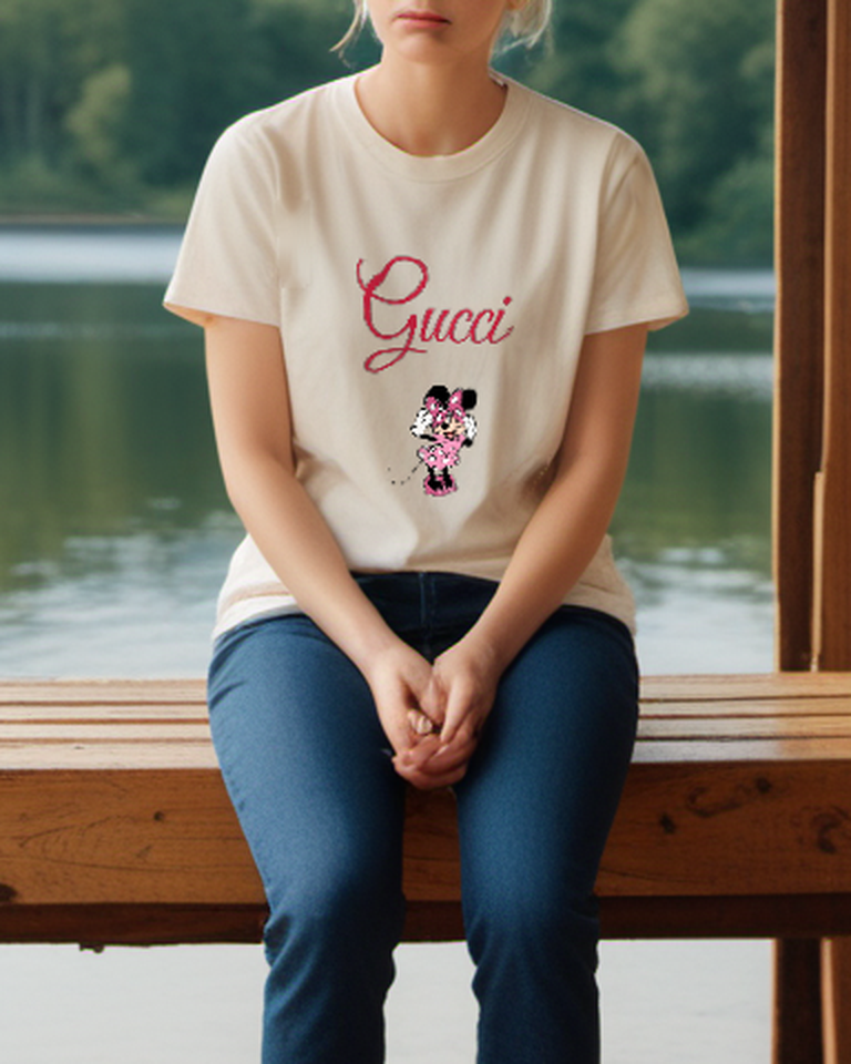 Ivory Bow Adjusting Polka Dot Mouse Graphic T-Shirt - styled view 2