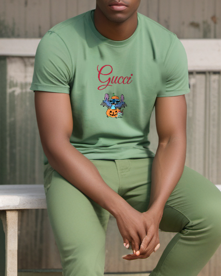 Sage Green Winged Pumpkin Creature Graphic T-Shirt - styled view 4