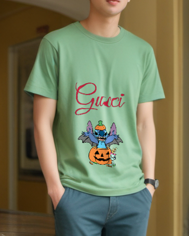 Sage Green Winged Pumpkin Creature Graphic T-Shirt - styled view 5