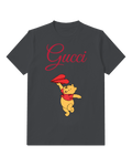 Charcoal Gray Paper Plane Bear Graphic T-Shirt - front product view