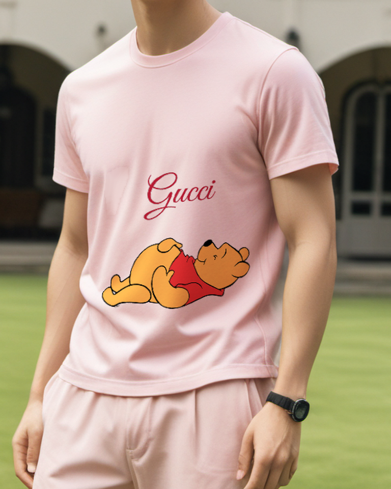 Blush Pink Reclining Golden Bear Graphic T-Shirt - styled view 4