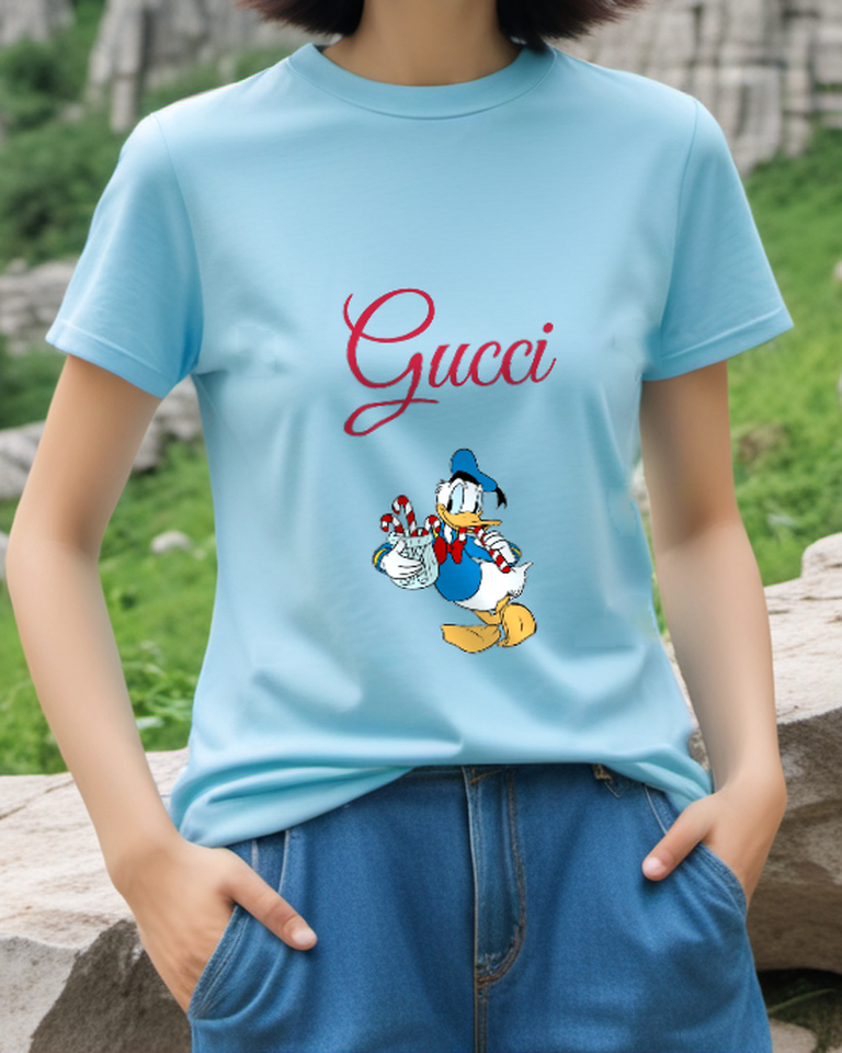 Sky Blue Candy Cane Sailor Duck Graphic T-Shirt - styled view 2
