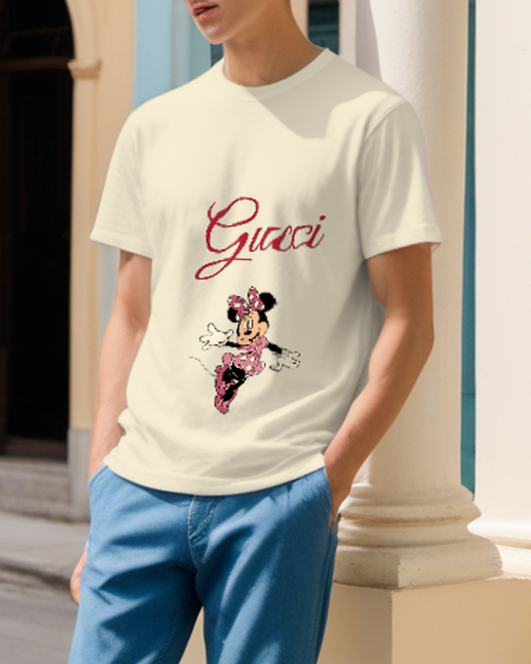 Ivory Pink Polka Dot Dance Mouse Graphic T-Shirt - styled view 5