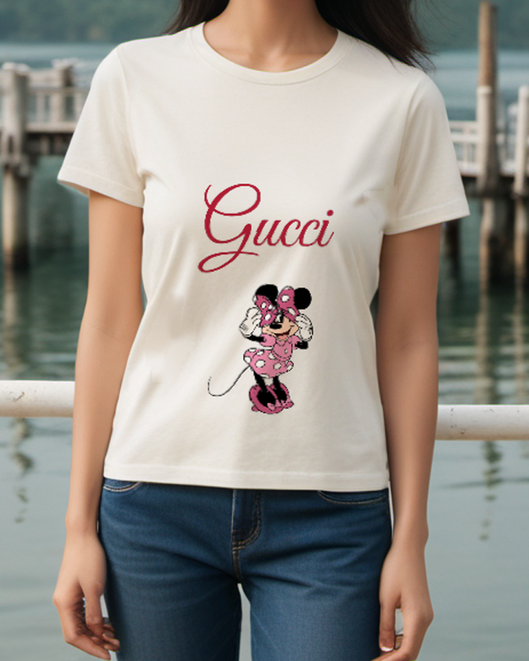 Ivory Bow Adjusting Polka Dot Mouse Graphic T-Shirt - styled view 4