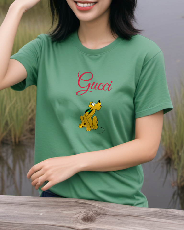 Sage Green Upward Glance Yellow Dog Graphic T-Shirt - styled view 5