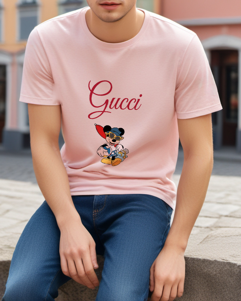 Blush Pink Pirate Sword Mouse Graphic T-Shirt - styled view 4