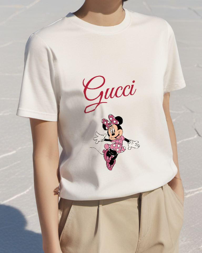 Ivory Pink Polka Dot Dance Mouse Graphic T-Shirt - styled view 4