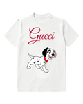 White Running Spotted Puppy Graphic T-Shirt - front product view