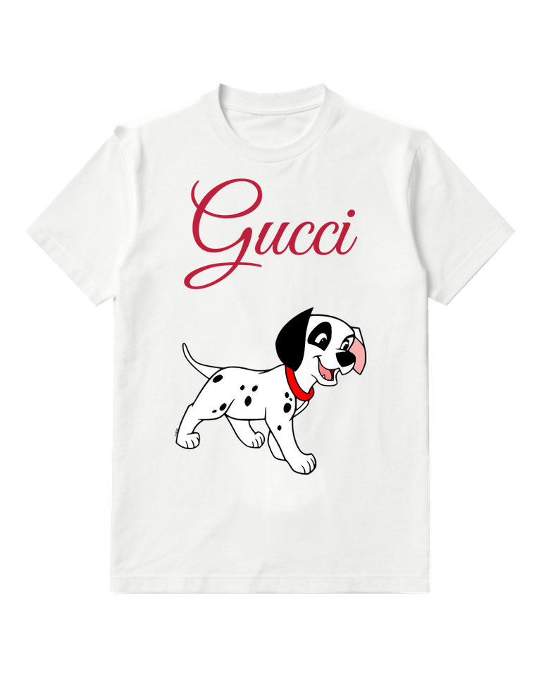 White Running Spotted Puppy Graphic T-Shirt - front product view
