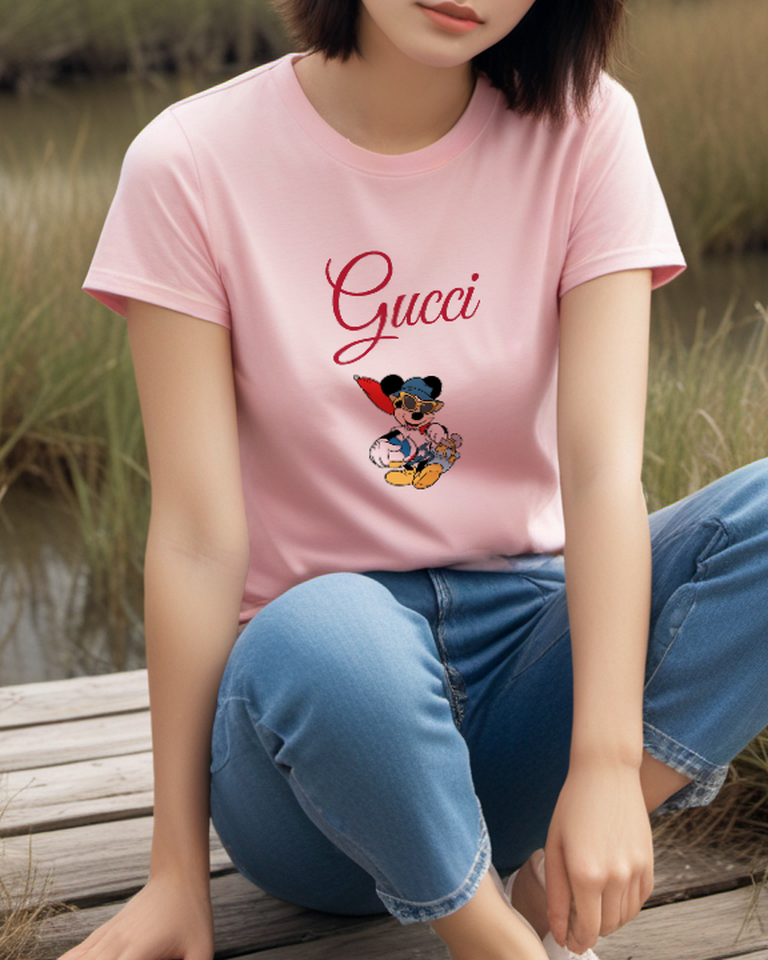 Blush Pink Pirate Sword Mouse Graphic T-Shirt - styled view 2
