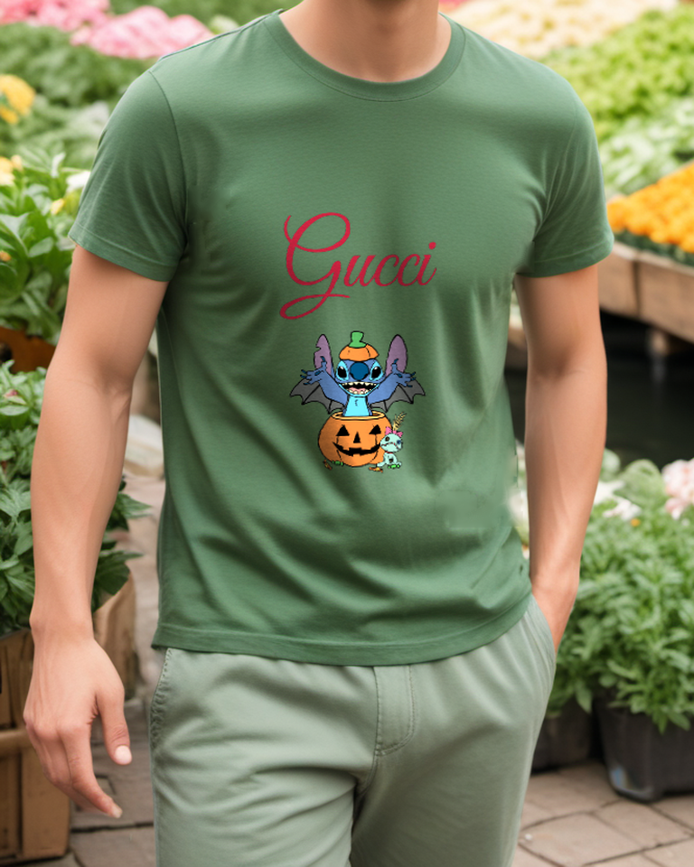 Sage Green Winged Pumpkin Creature Graphic T-Shirt - styled view 2