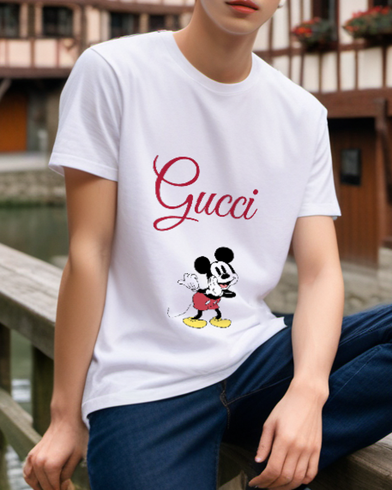 White Open Arms Red Shorts Mouse Graphic T-Shirt - styled view 3