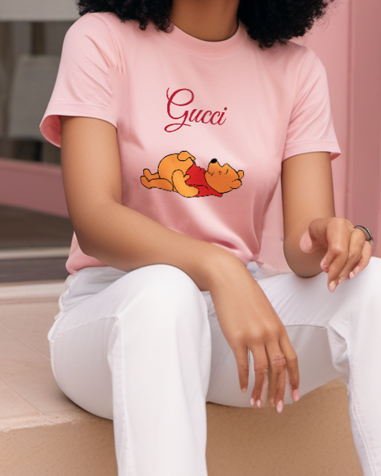 Blush Pink Reclining Golden Bear Graphic T-Shirt - styled view 3