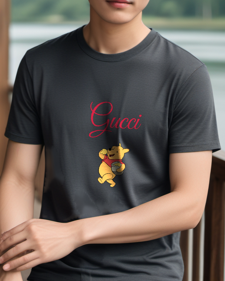 Charcoal Gray Honey Pot Bear Graphic T-Shirt - styled view 2
