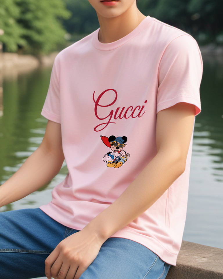 Blush Pink Pirate Sword Mouse Graphic T-Shirt - styled view 1