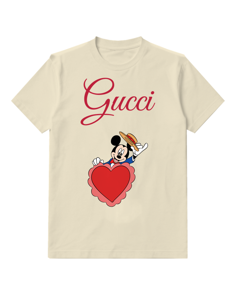 Ivory Mouse Behind Red Heart Graphic T-Shirt - front product view