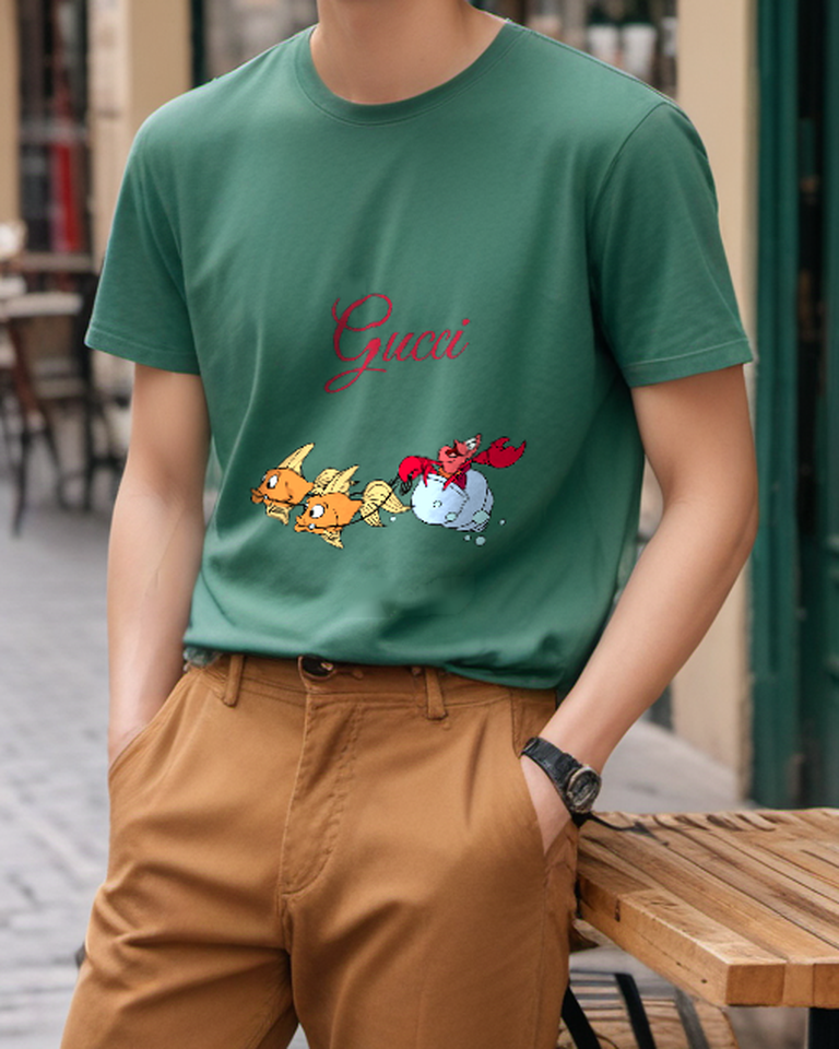 Sage Green Goldfish Crab Bucket Graphic T-Shirt - styled view 5